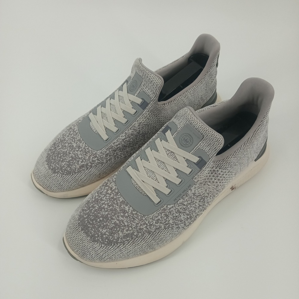 Peter Millar Hyperlight Apollo Gray Knit Sneakers Mens Trainers Sz 9.5 MA22EF11